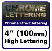 Chrome Vinyl Lettering - 4" (100mm) high lettering