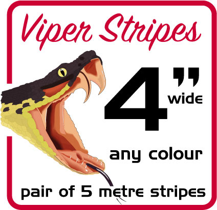 Viper Stripes - 4" wide - Pair of 5 mtr stripes - any colour